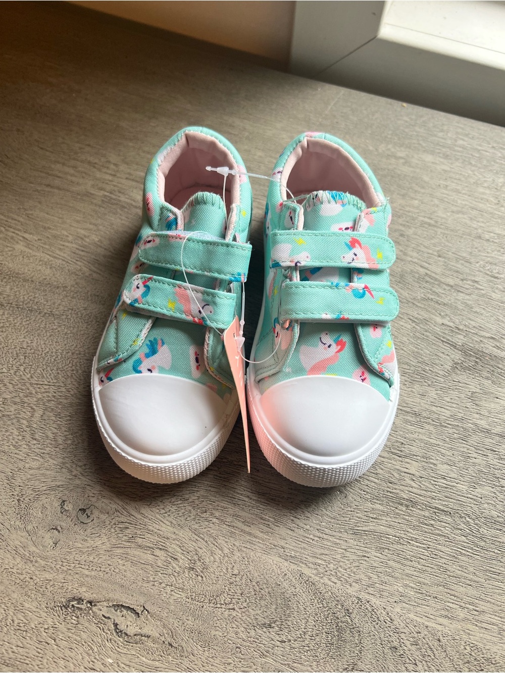 Girls Mint Green Unicorn Velcro Sneakers